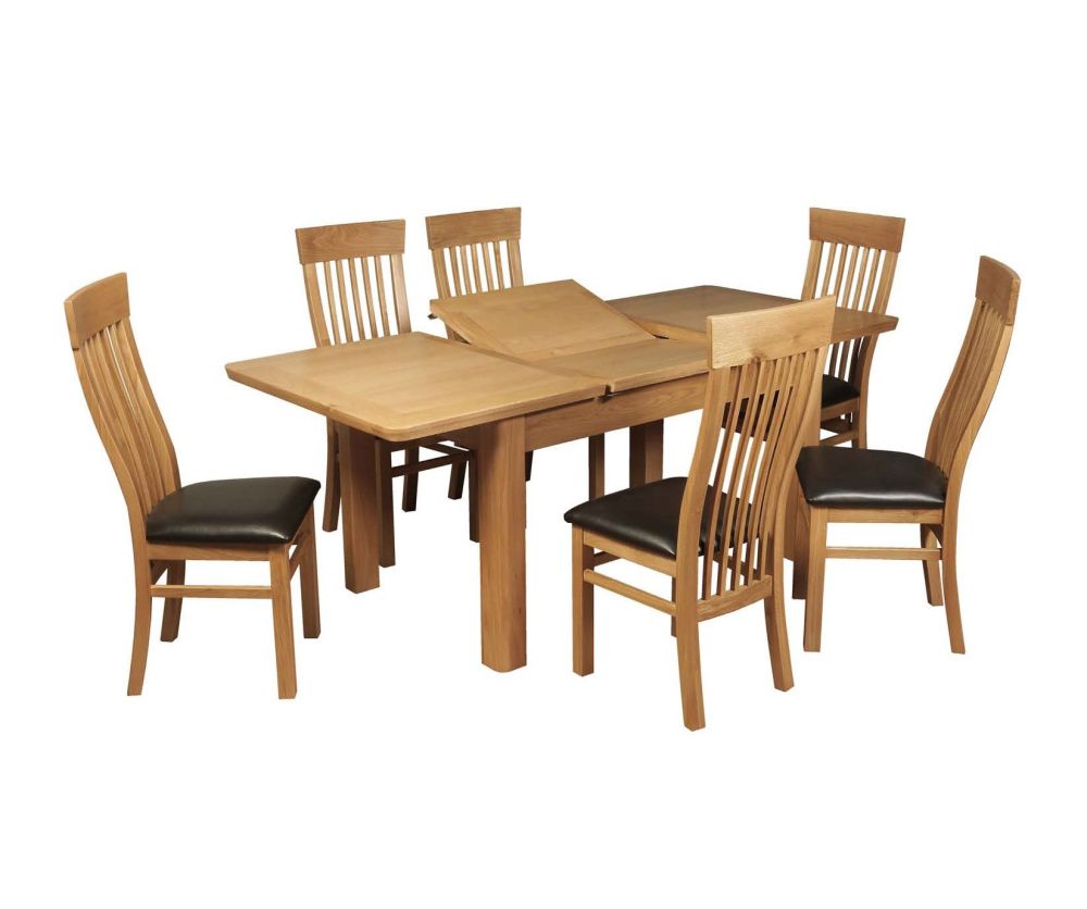 Annaghmore Treviso Oak 140cm Butterfly Extension Dining Table with 6 Chairs