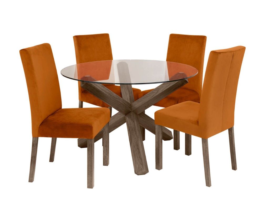 Bentley Designs Turin Dark Oak Circular Glass Dining Table