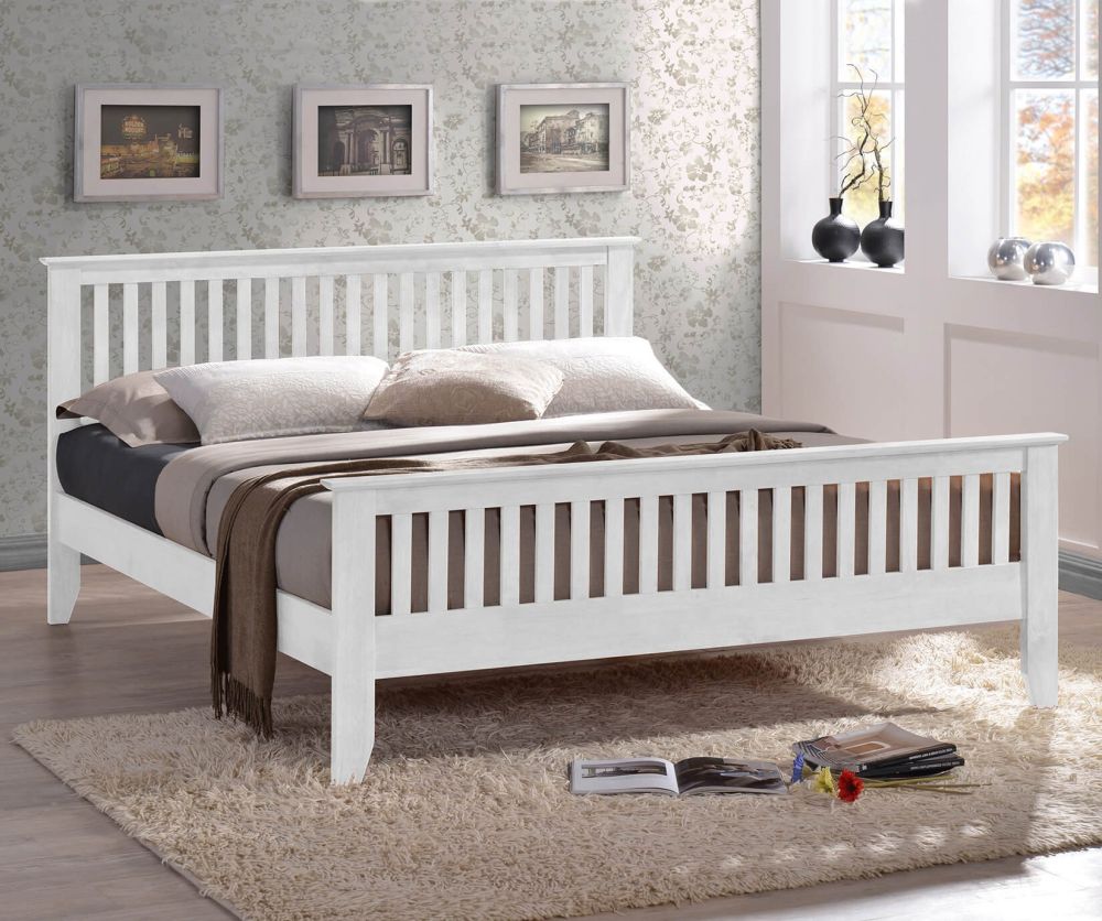 Time Living Turin White Finish Wooden Bed Frame