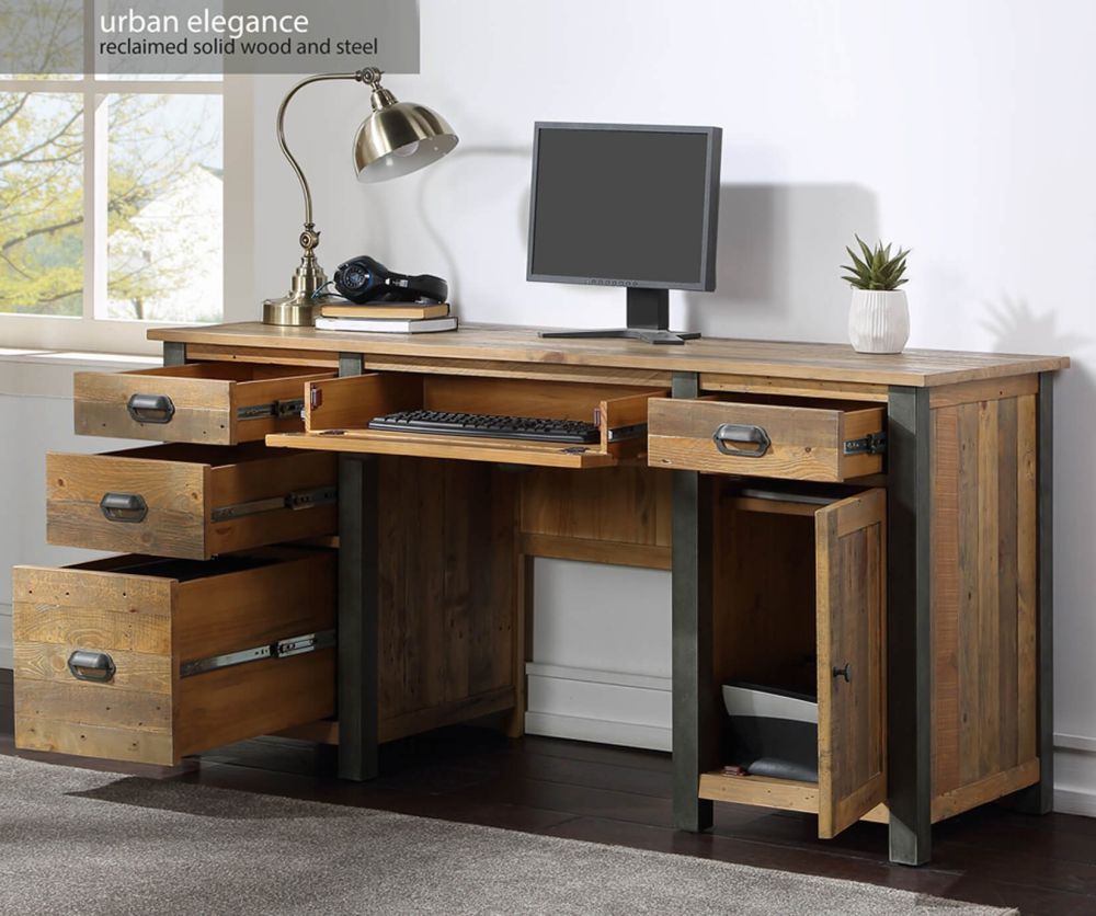 Baumhaus Urban Elegance Reclaimed Twin Pedestal Home Office Desk