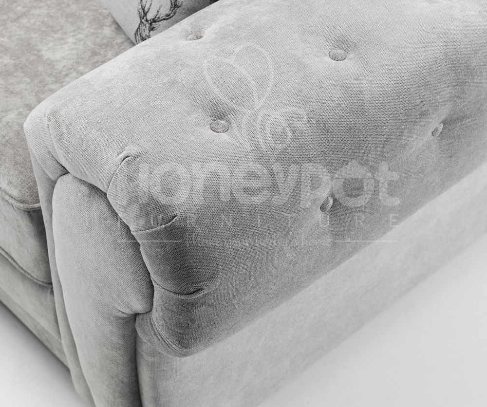 Verona Fabric Full Back Grey Left Hand Facing Corner Sofa