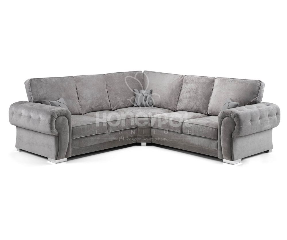 Verona Fabric Full Back Grey Large Corner Sofa