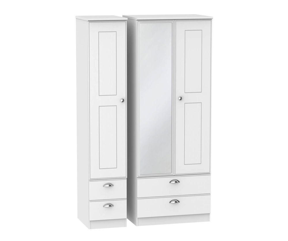 Welcome Furniture Victoria Tall Triple 2 Drawer Mirror with Drawer Wardrobe