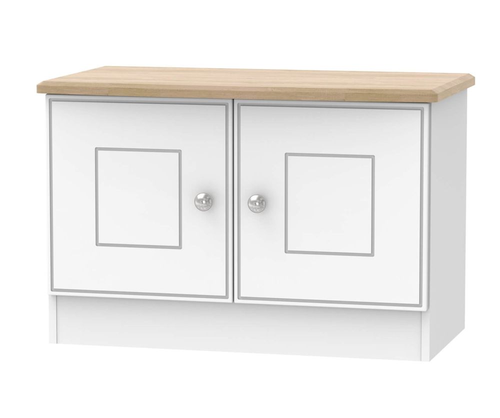 Welcome Furniture Victoria White Ash With Riviera Oak Low 2 Door Unit
