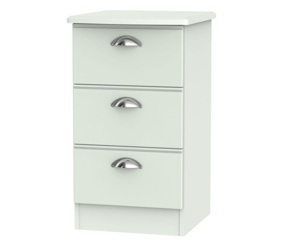Welcome Furniture Victoria Grey Matt 3 Drawer Locker Bedside Cabinet