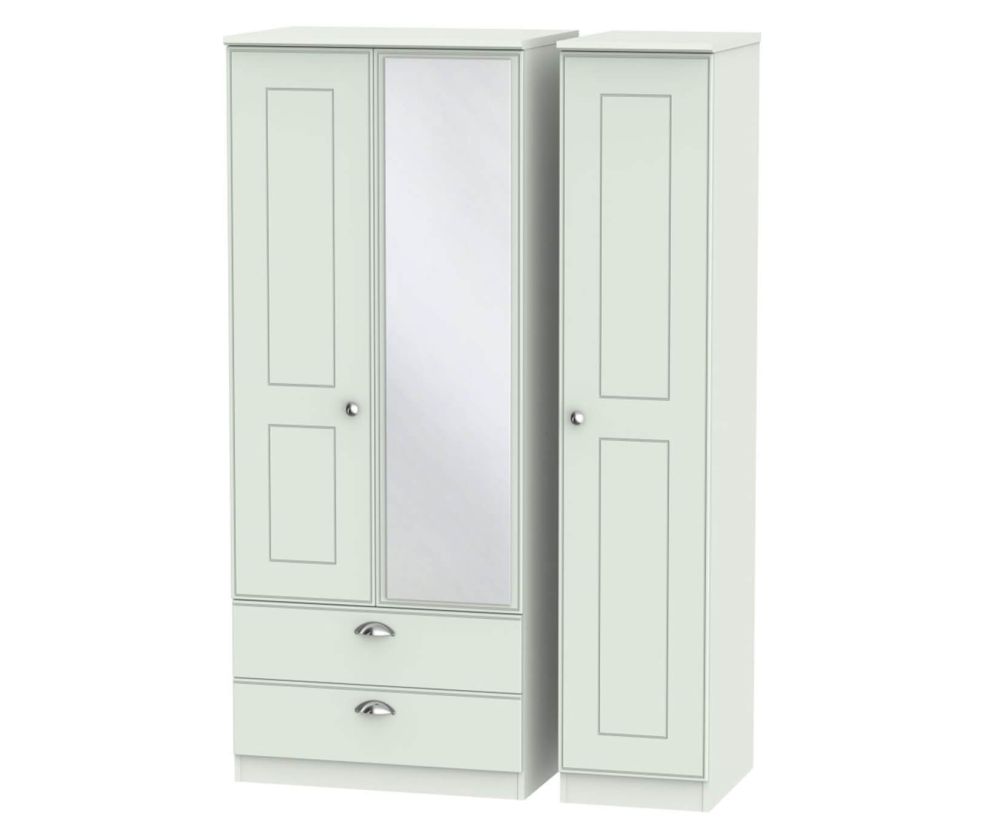 Welcome Furniture Victoria Grey Matt 3 Door 2 Left Drawer Mirror Triple Wardrobe