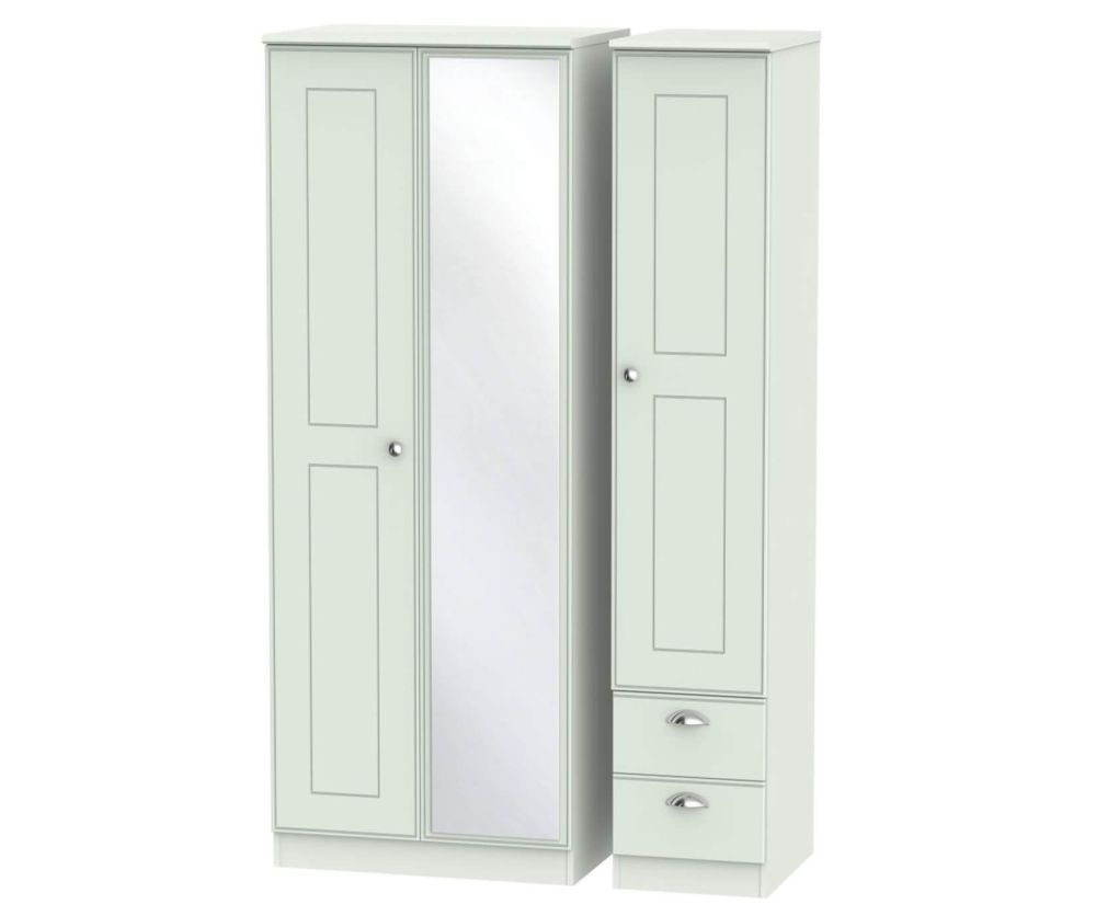 Welcome Furniture Victoria Grey Matt 3 Door 2 Right Drawer Tall Mirror Triple Wardrobe