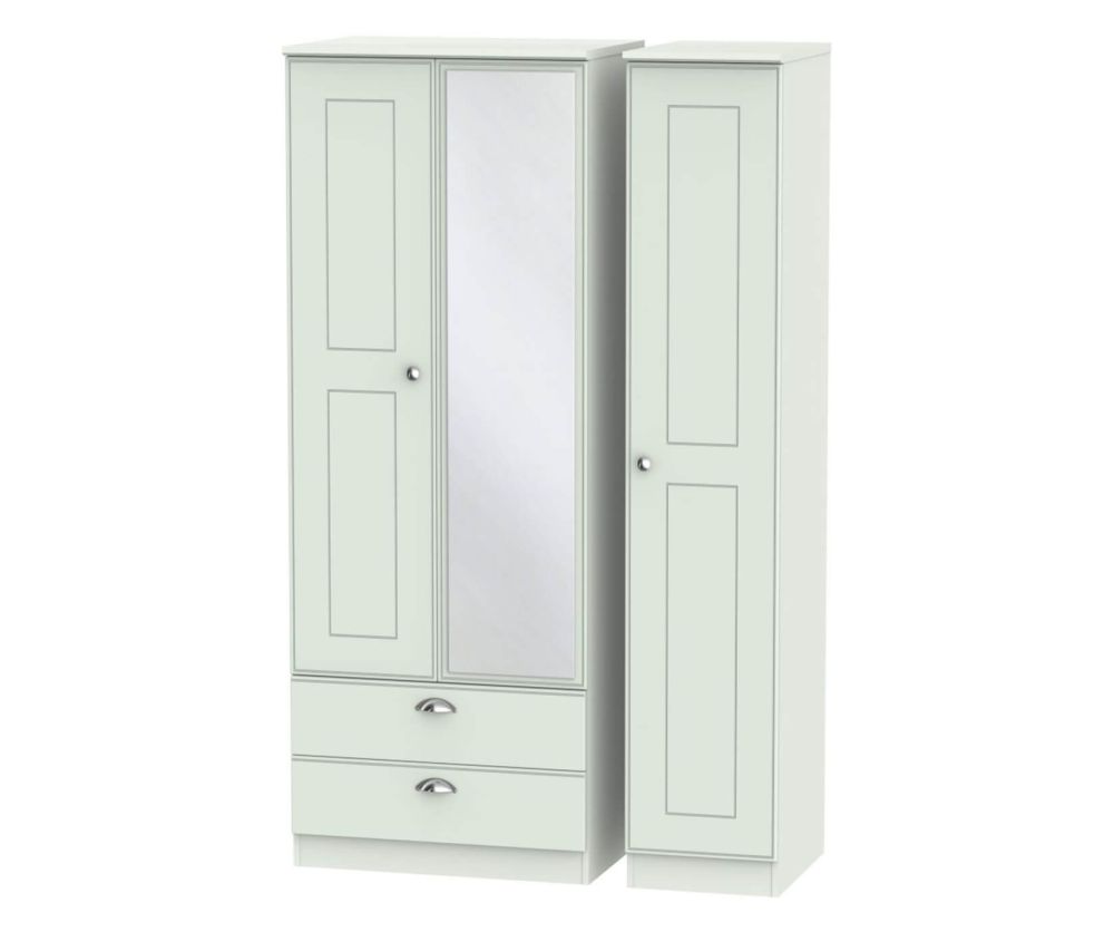 Welcome Furniture Victoria Grey Matt 3 Door 2 Left Drawer Tall Mirror Triple Wardrobe