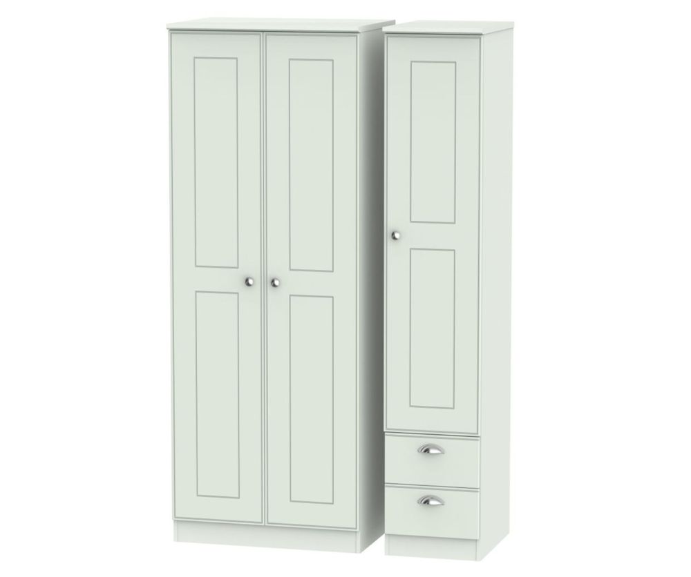 Welcome Furniture Victoria Grey Matt 3 Door 2 Drawer Tall Plain Triple Wardrobe