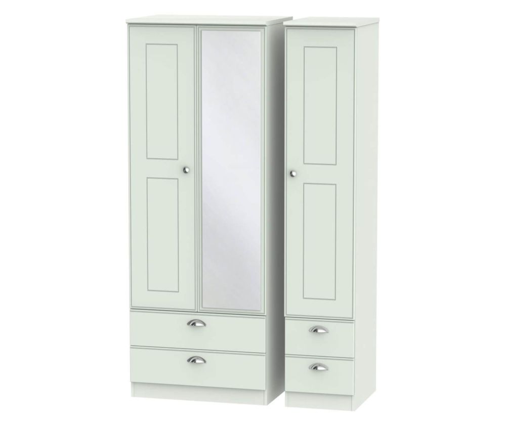 Welcome Furniture Victoria Grey Matt 3 Door 4 Drawer Tall Mirror Triple Wardrobe
