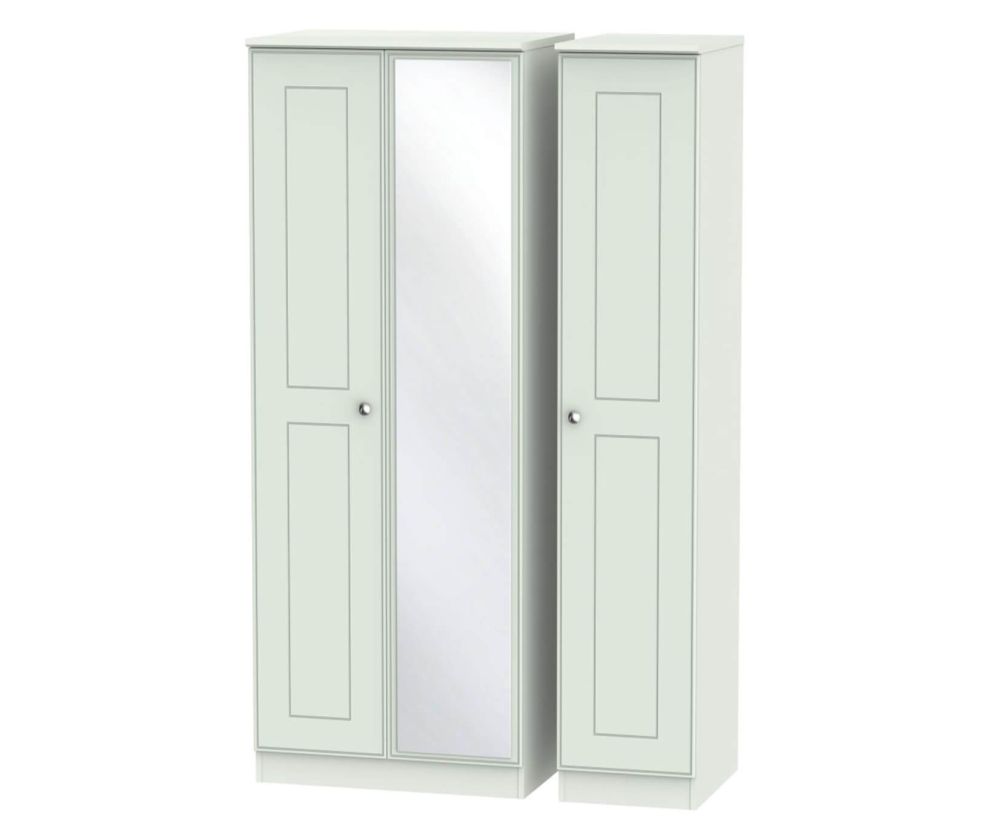 Welcome Furniture Victoria Grey Matt 3 Door Tall Mirror Triple Wardrobe