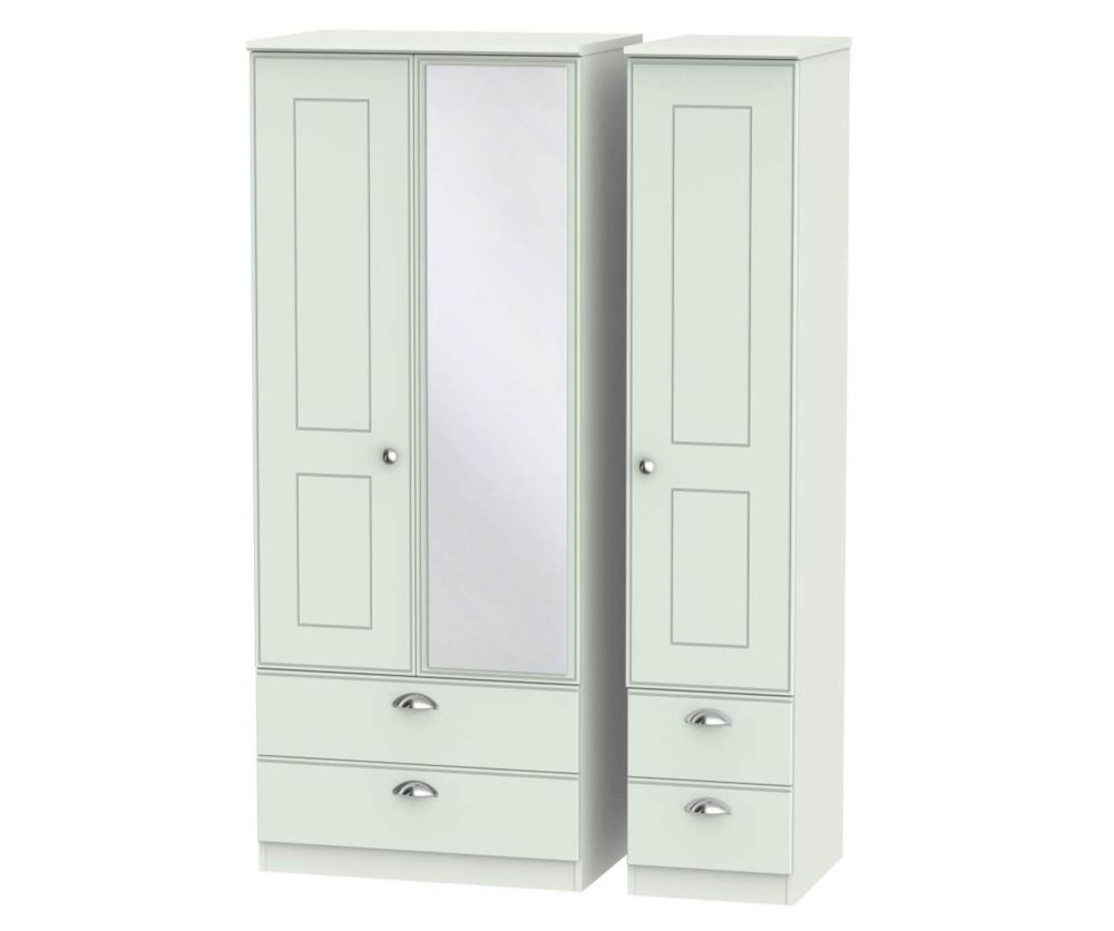 Welcome Furniture Victoria Grey Matt 3 Door 4 Drawer Mirror Triple Wardrobe