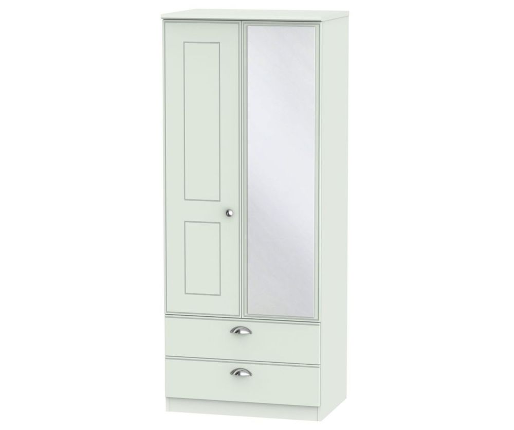 Welcome Furniture Victoria Grey Matt 2 Door 2 Drawer Mirror Wardrobe