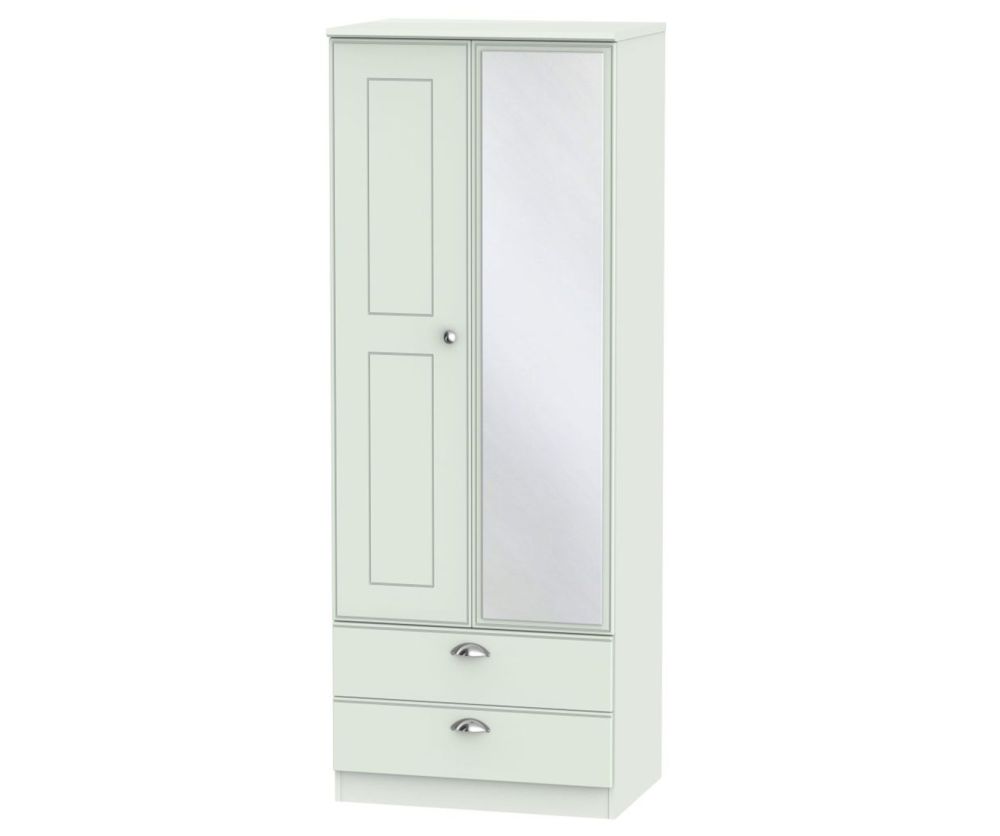 Welcome Furniture Victoria Grey Matt 2 Door 2 Drawer Tall Mirror Double Wardrobe