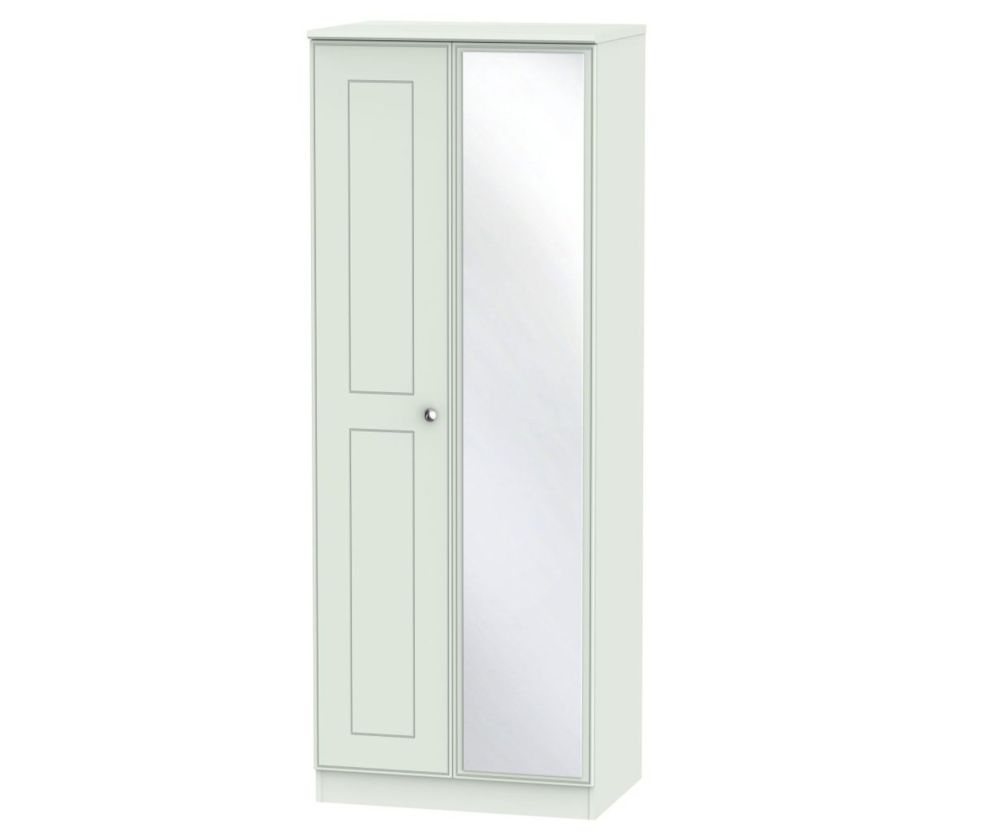 Welcome Furniture Victoria Grey Matt 2 Door Tall Mirror Double Wardrobe