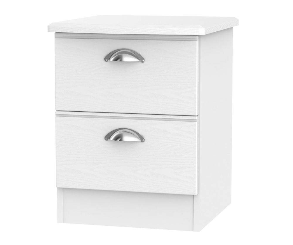 Welcome Furniture Victoria White Ash 2 Drawer Locker Bedside Cabinet