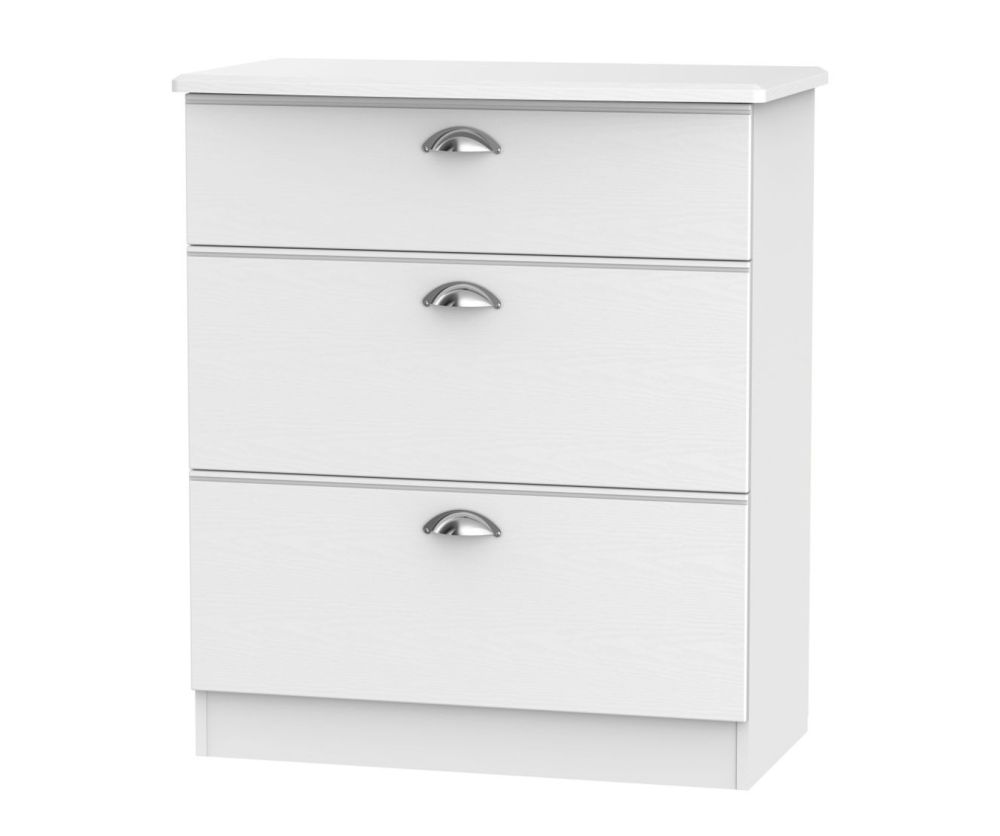 Welcome Furniture Victoria White Ash 3 Drawer Deep Chest