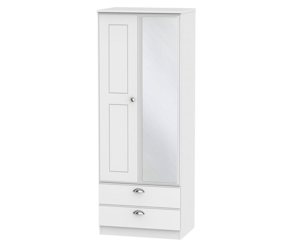 Welcome Furniture Victoria White Ash 2 Door 2 Drawer Tall Mirror Double Wardrobe