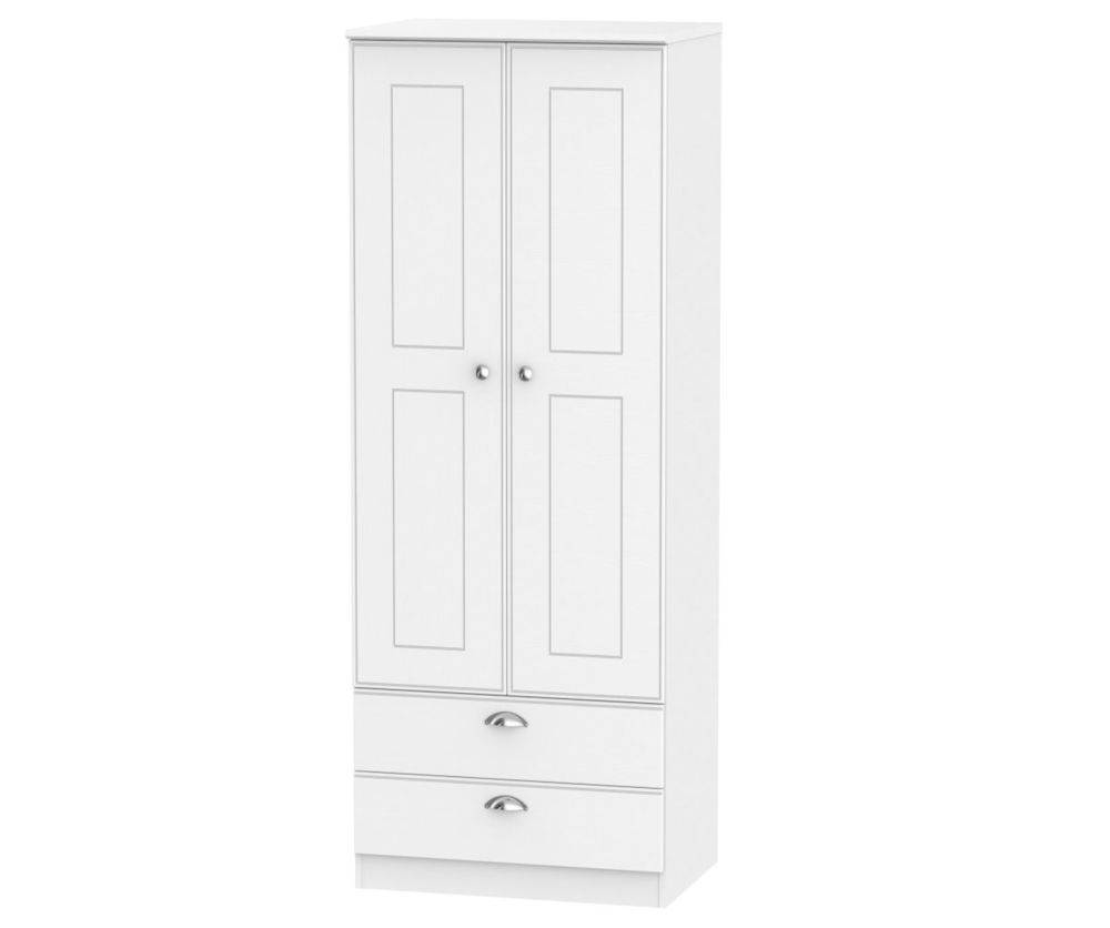 Welcome Furniture Victoria White Ash 2 Door 2 Drawer Tall Double Wardrobe