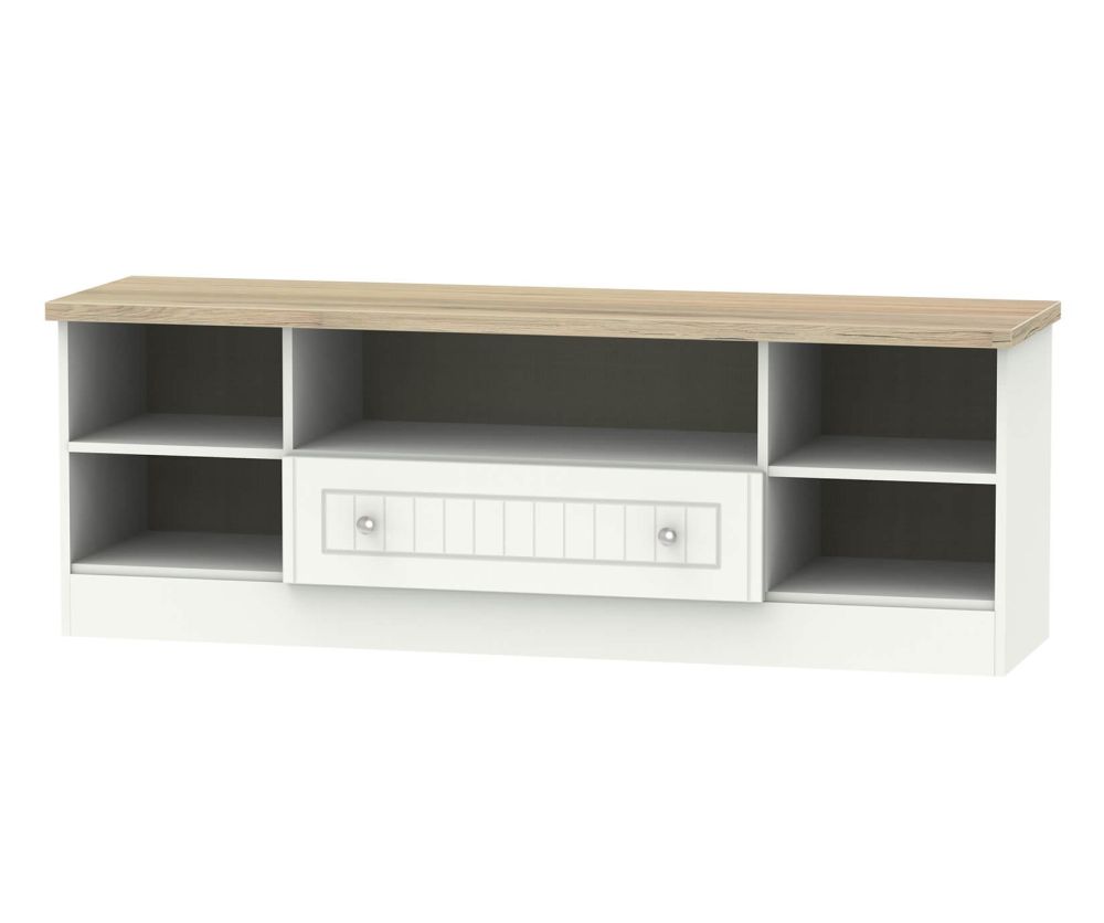 Welcome Furniture Vienna White Ash 1 Drawer Wide Open TV Unit
