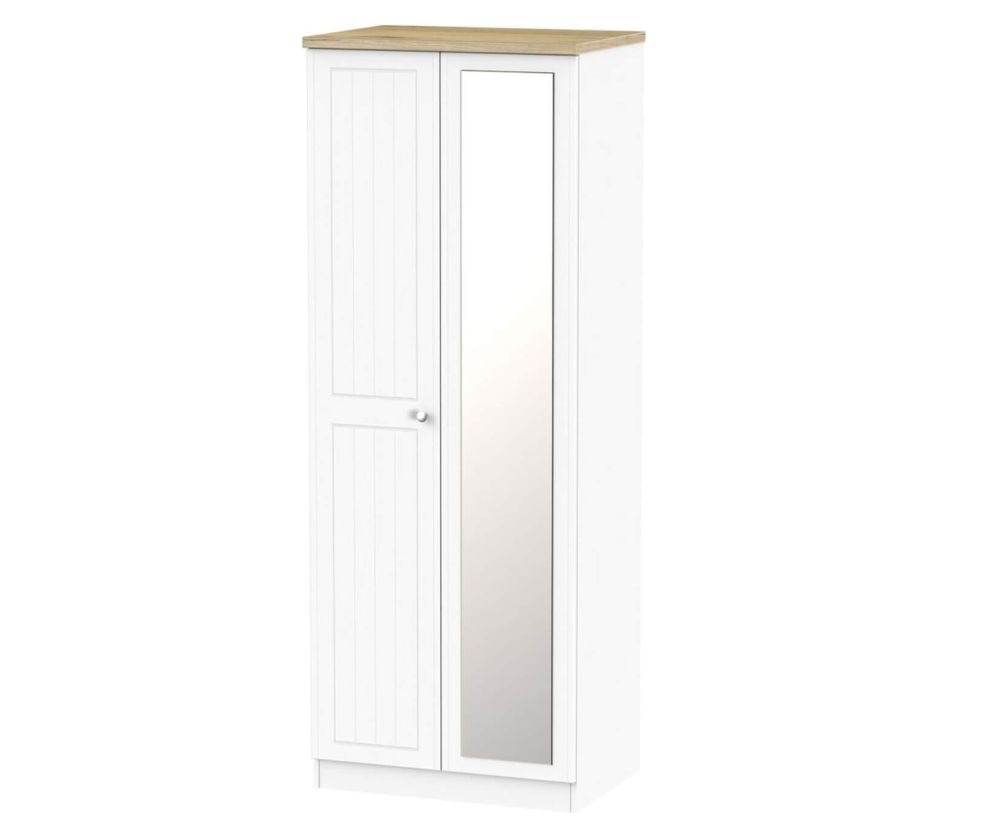 Welcome Furniture Vienna White Ash Tall 2ft6in Mirror Wardrobe