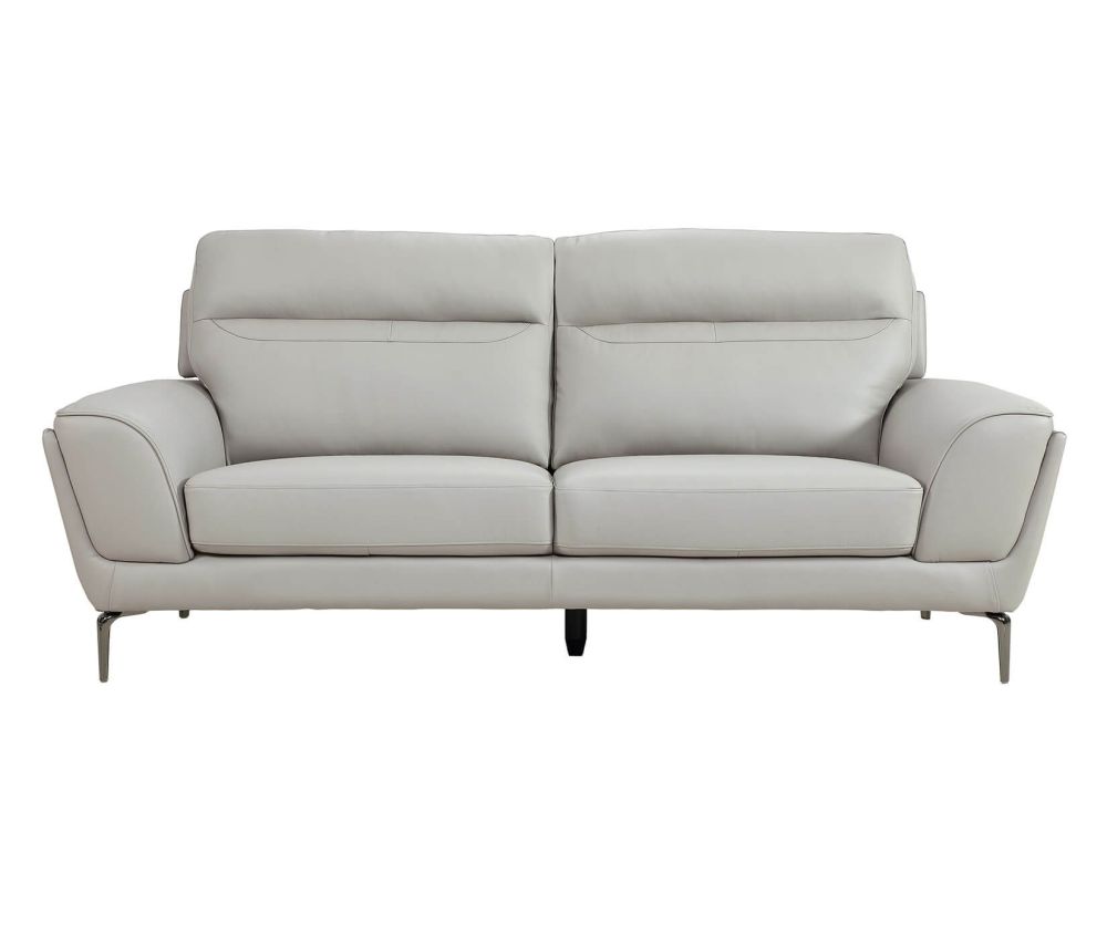 Vida Living Vitalia Light Grey Leather 3 Seater Sofa