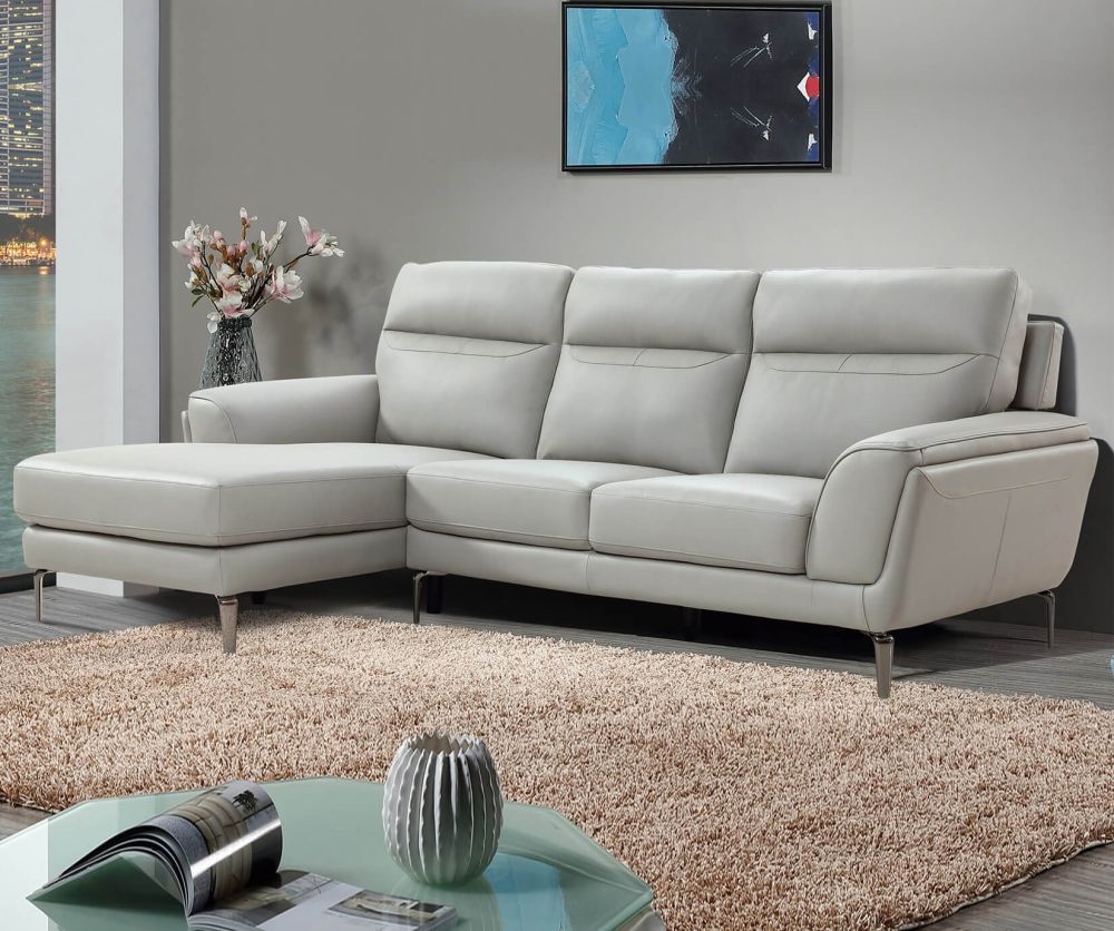 Vida Living Vitalia Light Grey Leather Corner Group Sofa