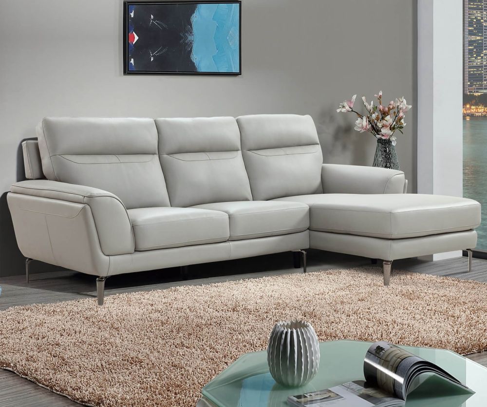 Vida Living Vitalia Light Grey Leather Corner Group Sofa