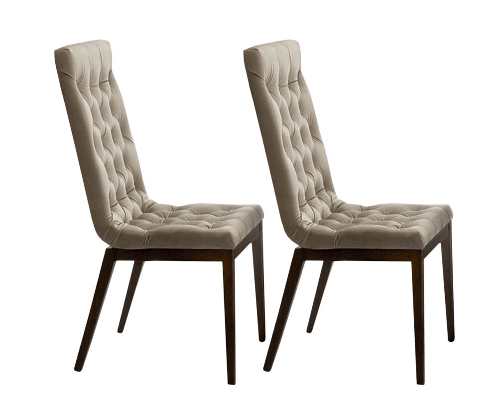 Camel Group Volare Walnut Capitonne Dining Chair in Pair