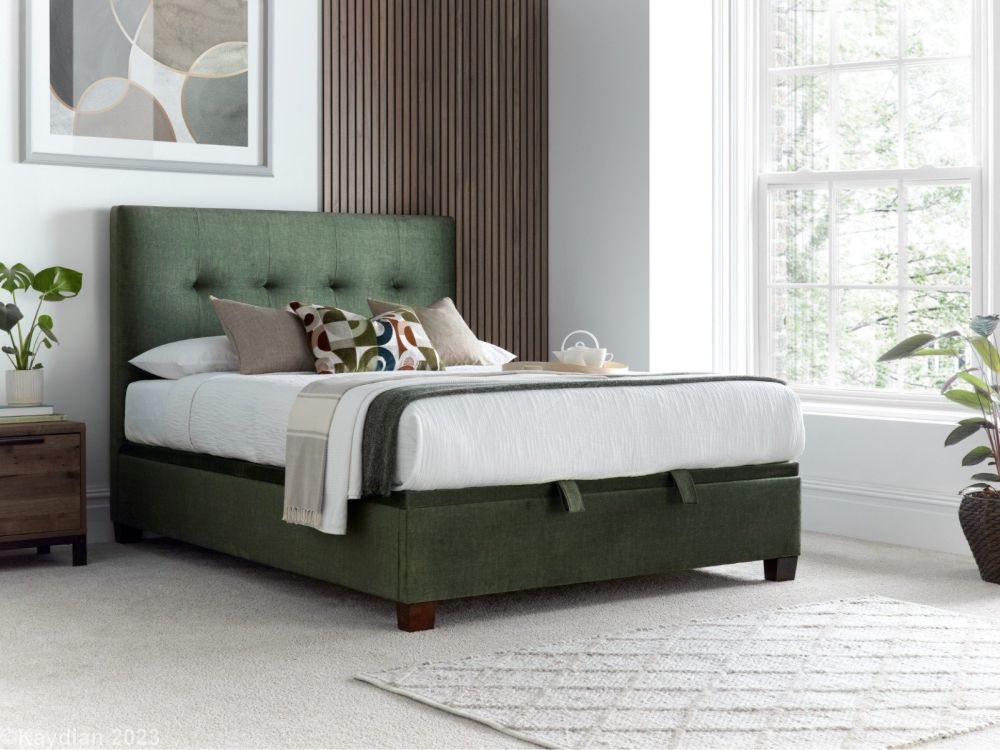 Kaydian Beds Walkworth Winter Moss Green Fabric Ottoman Bed Frame