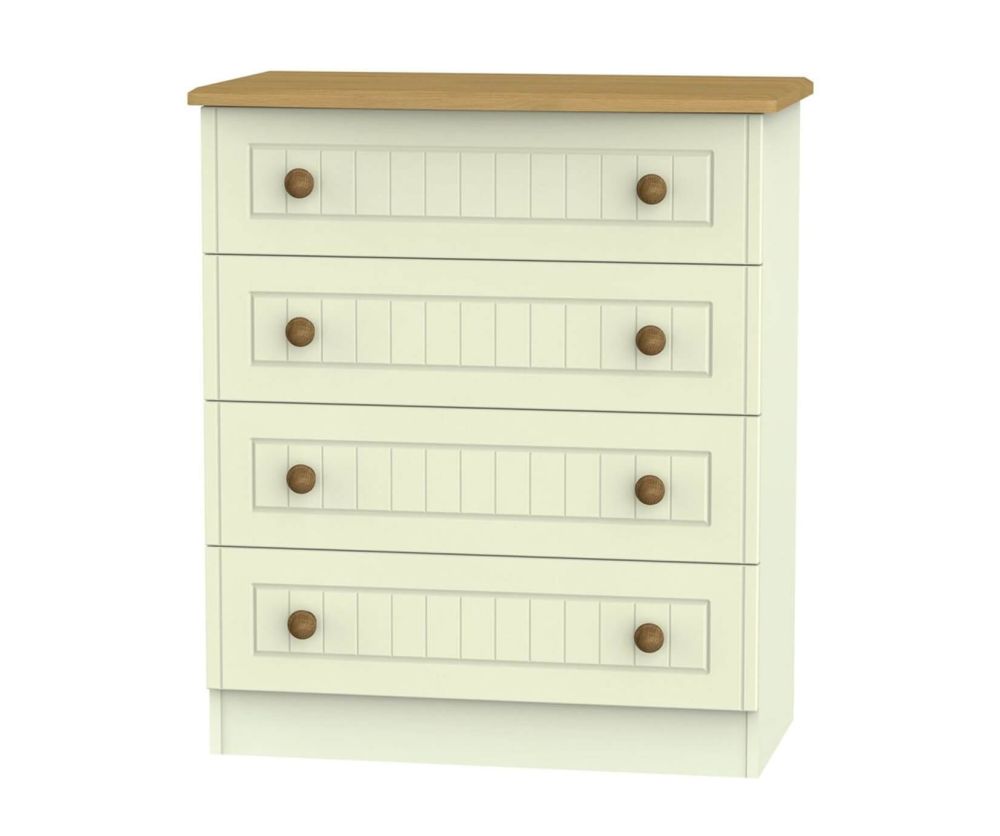Welcome Furniture Warwick Cream and Oak Chest of Drawer - 4 Drawer