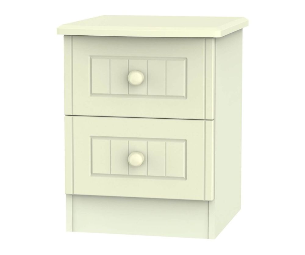 Welcome Furniture Warwick Cream Bedside Cabinet - 2 Drawer Locker