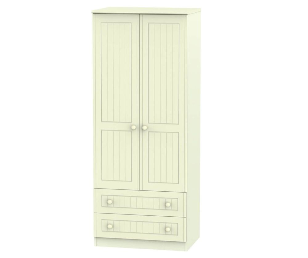 Welcome Furniture Warwick Cream Wardrobe - 2ft 6in with 2 Drawer