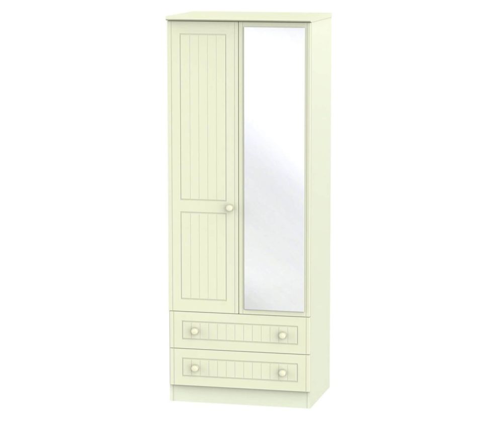 Welcome Furniture Warwick Cream Wardrobe - Tall 2ft 6in with Mirror and 2 Drawer