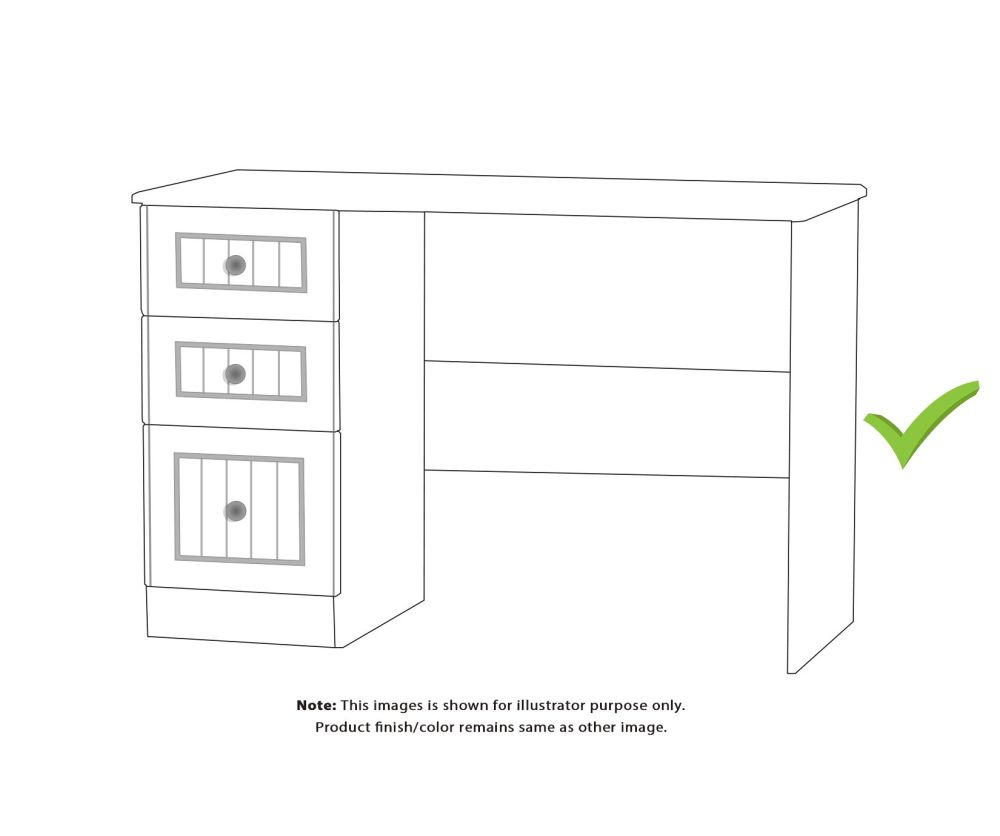 Welcome Furniture Warwick White Desk - 3 Drawer