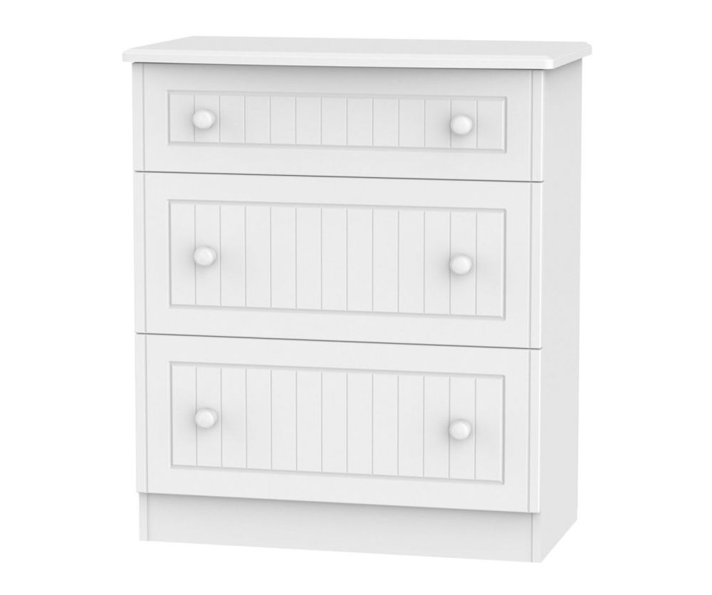 Welcome Furniture Warwick White Chest of Drawer - 3 Drawer Deep