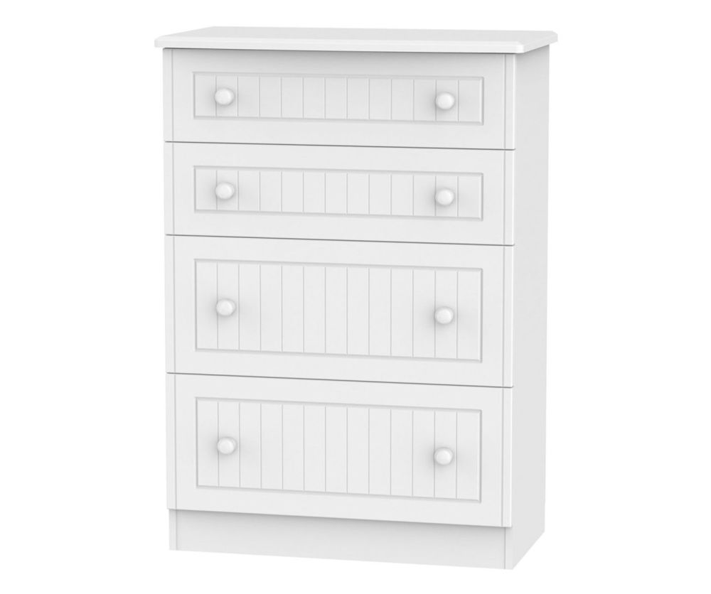 Welcome Furniture Warwick White Chest of Drawer - 4 Drawer Deep