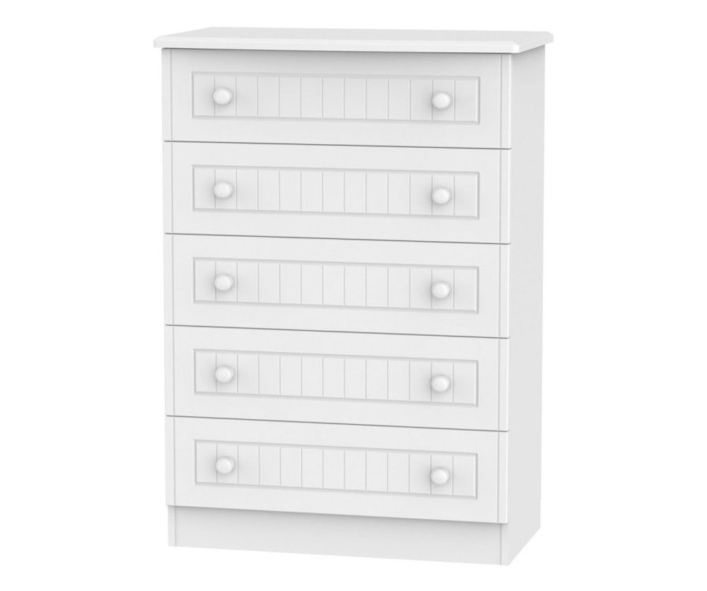 Welcome Furniture Warwick White Chest of Drawer - 5 Drawer