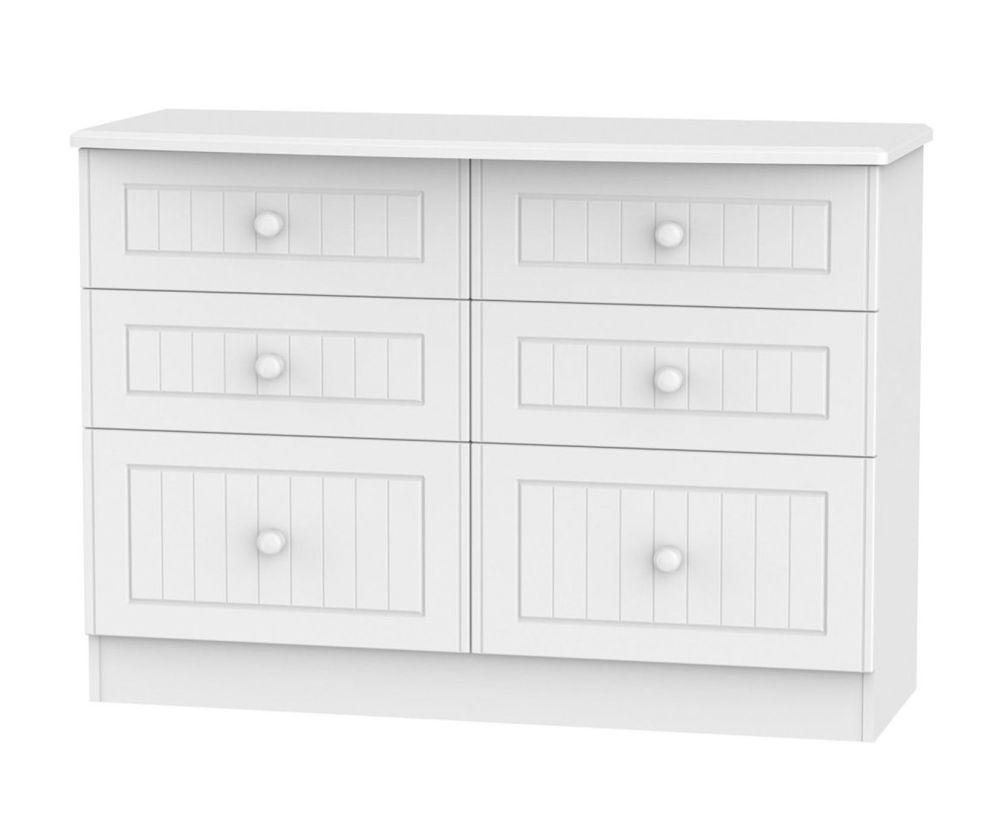 Welcome Furniture Warwick White Chest of Drawer - 6 Drawer Midi