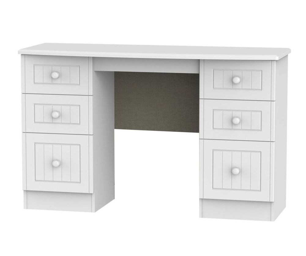 Welcome Furniture Warwick White Dressing Table - Kneehole Double Pedestal