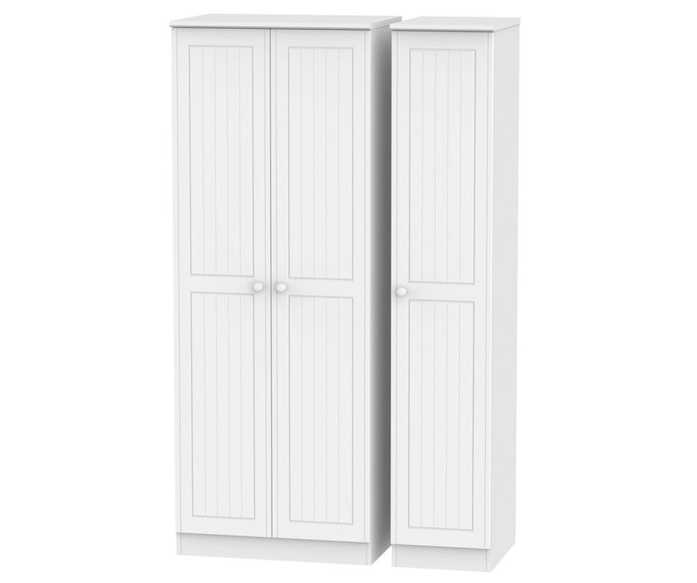 Welcome Furniture Warwick White Triple Wardrobe - Tall Plain