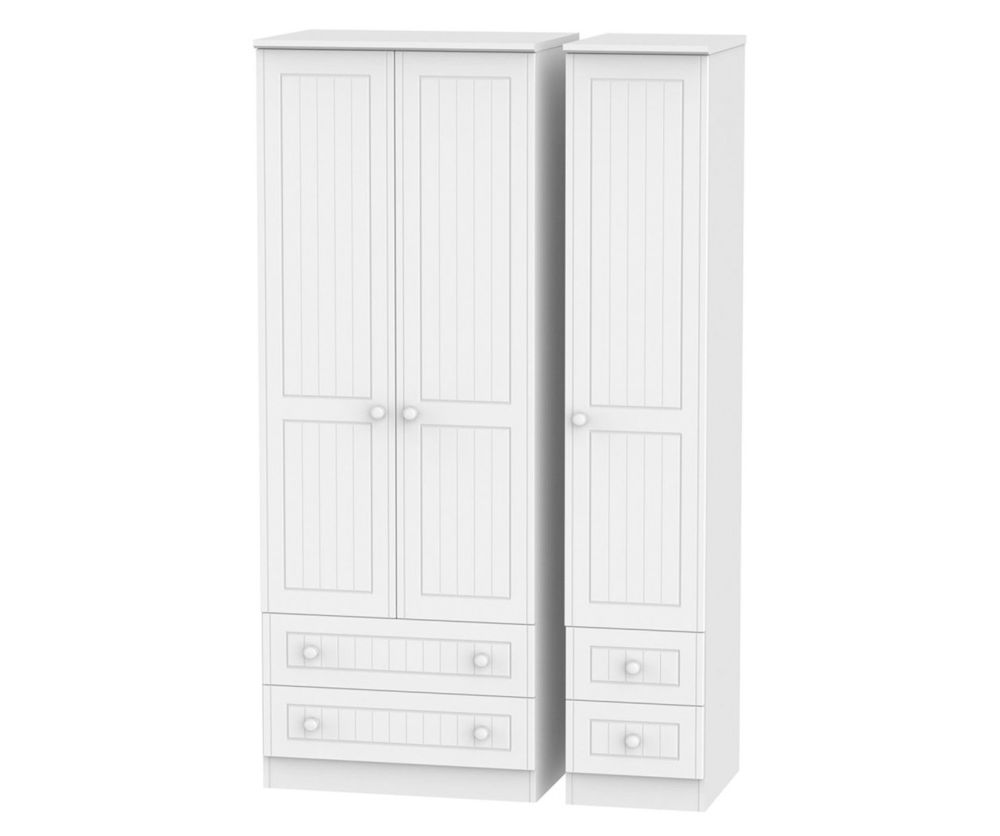 Welcome Furniture Warwick White Triple Wardrobe - Tall with Drawer