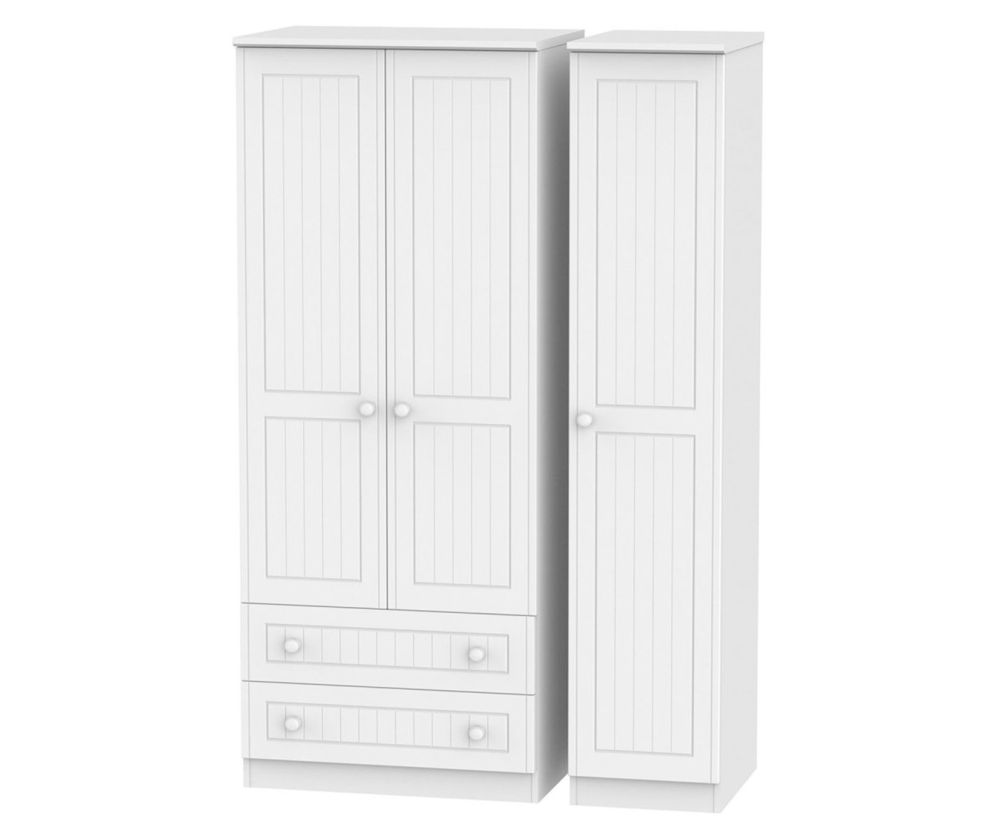 Welcome Furniture Warwick White Triple Wardrobe with 2 Drawer