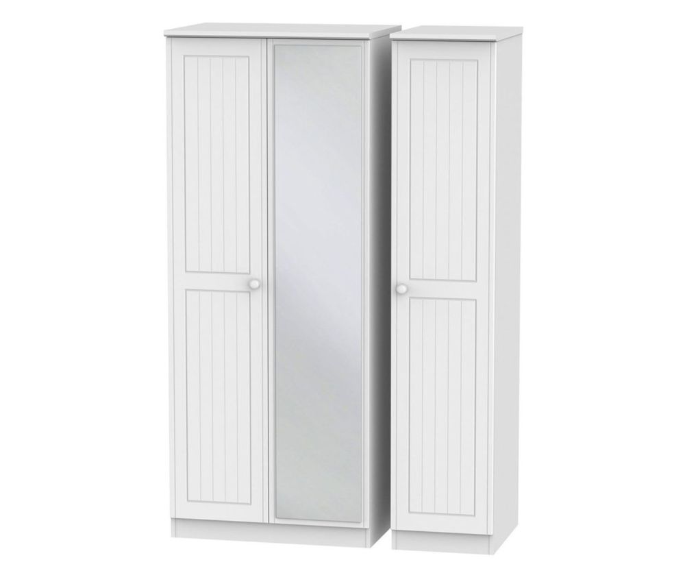 Welcome Furniture Warwick White Triple Wardrobe with Mirror