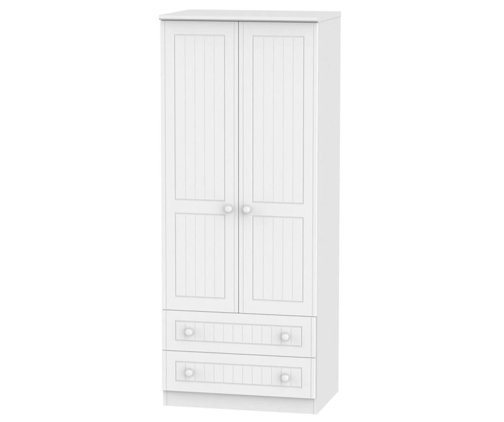 Welcome Furniture Warwick White Wardrobe - 2ft6in with 2 Drawer