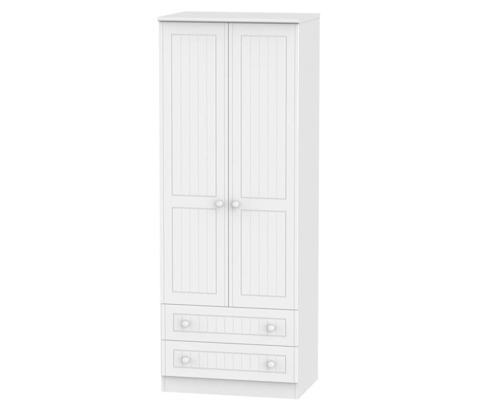 Welcome Furniture Warwick White Wardrobe - Tall 2ft6in with 2 Drawer