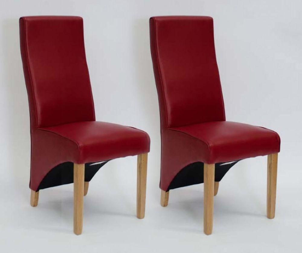 Homestyle GB Wave Ruby Matt Bonded Leather Dining Chair in pair