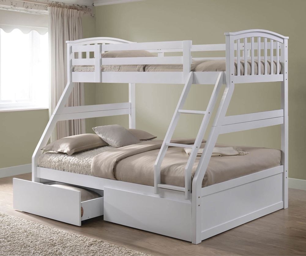 Artisan White Three Sleeper Wooden Bed Frame