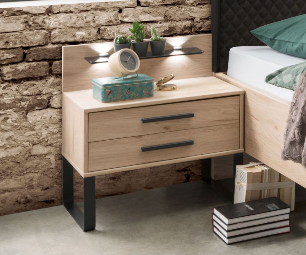 Wiemann Brussels 2 Drawer Bedside Cabinet with Angled Feet - W 60cm