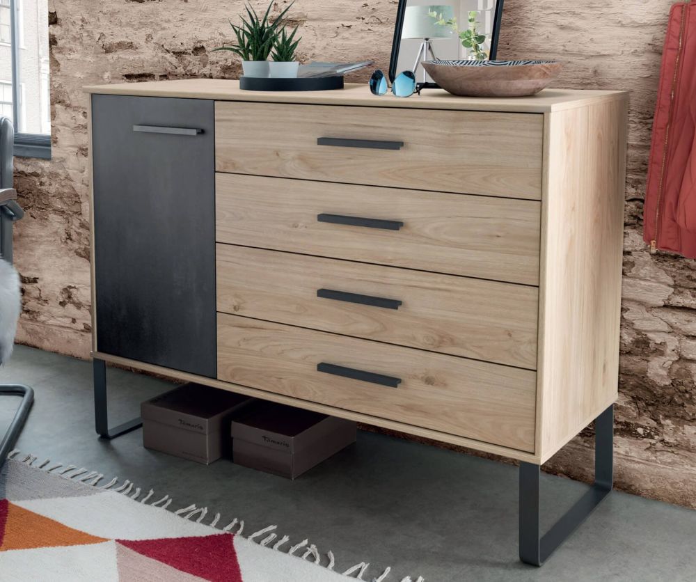 Wiemann Brussels 4 Drawer Chest with Highlight Color Top Drawer and Black Sliding Feet - W 40cm
